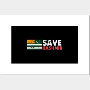 Save Kashmir - Azaad Kashmir Distressed Vintage Flag Posters and Art